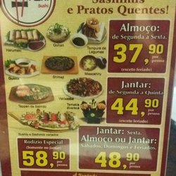 Hiroki Sushi - Valores do rodízio