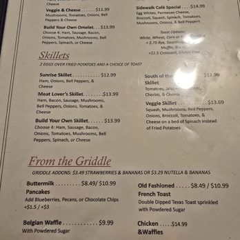 Sidewalk Cafe - Menu - Cafes Near Me - Denton, Texas
