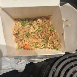 The chicken fried rice had more pineapples than chicken and the chicken didn't taste all the way cooked. The chicken fried rice had more pineapples than chicken and the chicken didn't taste all the way cooked.