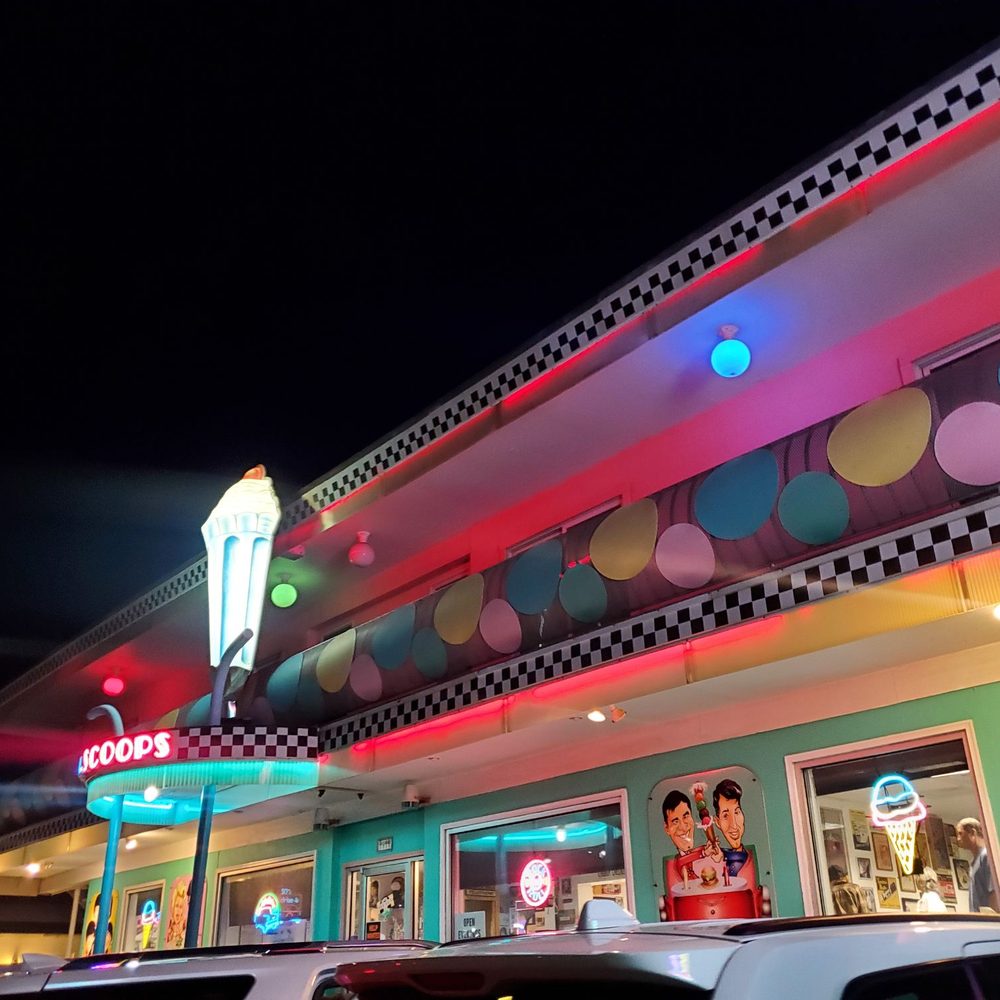 Cool Scoops - a neon ice cream shop at night - Ice Cream & Frozen Yogurt Near Me - North Wildwood, New Jersey