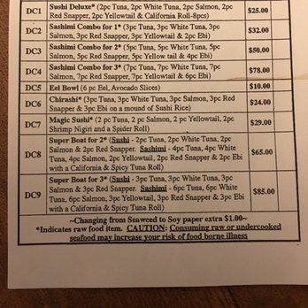 Sun Asian Kitchen - Sushi menu with descriptions - Chinese Near Me - Phoenix, Arizona