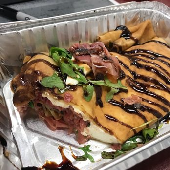 Panino Rustico of Mill Basin - S3 Crepe. Prosciutto, mozzarella, arugula & fig glaze. Crepe is so good. - Italian Near Me - Brooklyn, New York