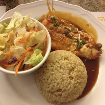 Mirin Cafe - Teriyaki Salmon with brown rice - Japanese Near Me - Escondido, California