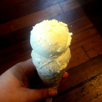 Arcata Scoop - From the bottom up: house made waffle cone - olive oil - honey, vanilla, lavender. So good savory sweet. Not overly floral. - Ice Cream & Frozen Yogurt Near Me - Arcata, California