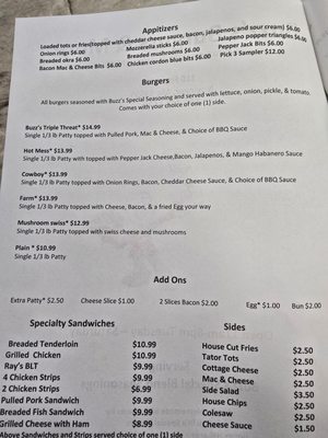 Menu photo 2 Buzz's Burgers & More Novinger, MO