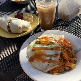 Black Cat Coffeehouse - Vegan burrito, Hash with egg, SoyIced  Mayan Mocha - Breakfast & Brunch Near Me - Ashland, Wisconsin