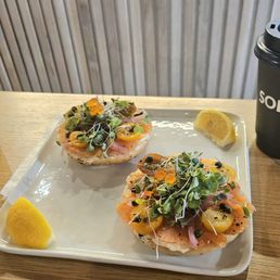 Honey Lavender Latte, Lox Bagel, and Ceremonial Grade Matcha