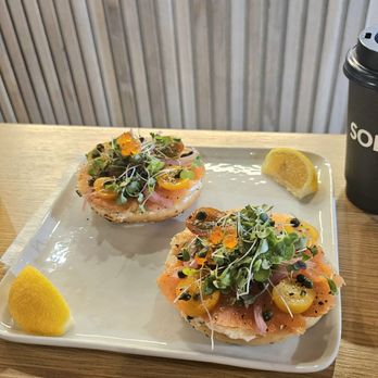 Solid Coffee Roasters - Honey Lavender Latte, Lox Bagel, and Ceremonial Grade Matcha - Coffee Roasteries Near Me - Artesia, California
