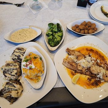 Half Shell Oyster House - Left side Stuffed Portobello, right side Red Fish New Orleans - Cajun/Creole Near Me - Pelham, Alabama Half Shell Oyster House - Left side Stuffed Portobello, right side Red Fish New Orleans - Cajun/Creole Near Me - Pelham, Alabama