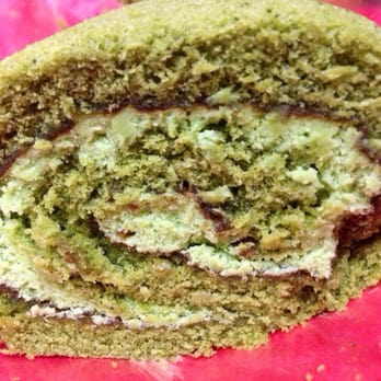 Cake House - Inside the Green Tea Roll: Red bean, and green tea flavored cream - Bakeries Near Me - Los Angeles, California Cake House - Inside the Green Tea Roll: Red bean, and green tea flavored cream - Bakeries Near Me - Los Angeles, California