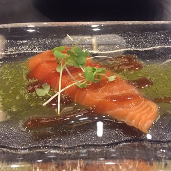 Fuji at Ink Block - Salmon with basil and unagi sauce - Japanese Near Me - Boston, Massachusetts Fuji at Ink Block - Salmon with basil and unagi sauce - Japanese Near Me - Boston, Massachusetts