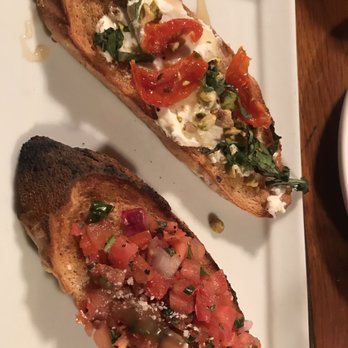 Fat Olives - Goat cheese and Regular Bruschetta!!  Go for the Goat cheese.. it was so good I ordered a second - Pizza Near Me - Flagstaff, Arizona