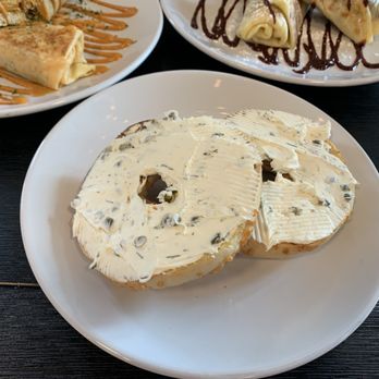 The Burrow Cafe - Parmesan bagel with dill-caper-lemon cream cheese - Creperies Near Me - Albuquerque, New Mexico