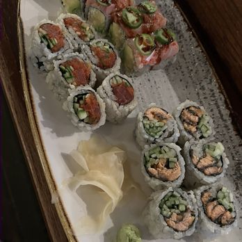 Perry's Restaurant - Element Maki (left), Spicy Tuna Maki (center), salmon skin maki (right) - Sushi Bars Near Me - Washington, DC, District of Columbia