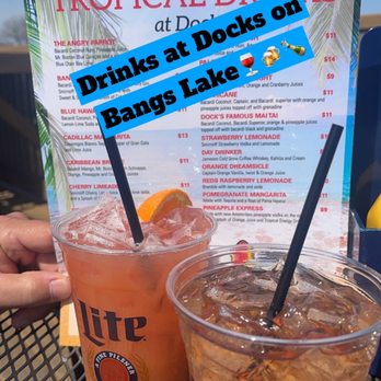 Docks Bar & Grill - Drink menu outside at the tiki bar. - American Near Me - Wauconda, Illinois