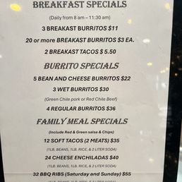 Menu as of 10/8/25
