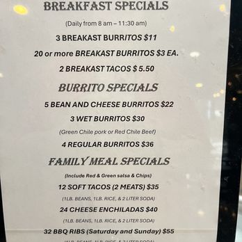 Juan Great Fiesta - Menu as of 10/8/25 - Mexican Near Me - Montebello, California