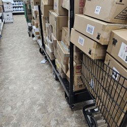 Dollar Tree - This is just one of the demonstrations of how much stock is in the boxes and this was bath and beauty.