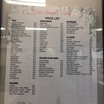 Pedi Lounge N Nails - Price menu - Waxing Near Me - Las Vegas, Nevada
