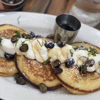 Osteria Brooklyn - Lemon ricotta blueberry pancakes. So good! - Italian Near Me - Brooklyn, New York Osteria Brooklyn - Lemon ricotta blueberry pancakes. So good! - Italian Near Me - Brooklyn, New York