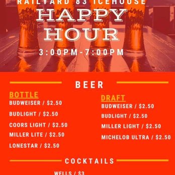 Rail Yard 83 Icehouse - Happy Hour - American Near Me - Alamo, Texas Rail Yard 83 Icehouse - Happy Hour - American Near Me - Alamo, Texas