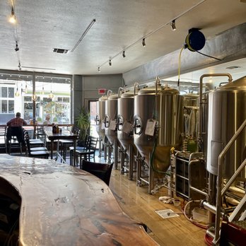 Sonora Brewing - Brew and sampling area with downtown view. - Breweries Near Me - Sonora, California