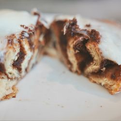 Mollies San Juan - Cinnamon Roll. Soft, buttery, and gloriously indulgent. They add a generous amount of icing on top for added sweetness.
