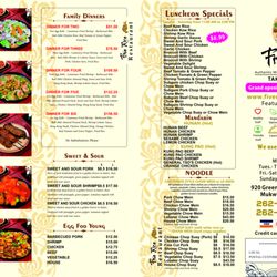 Five Rice Restaurant - Menu