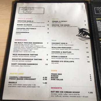 Locals Only - Side one of the food menu. - Breakfast & Brunch Near Me - Rochester, New York