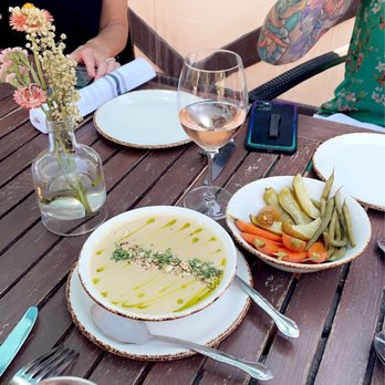 peasants FEAST - Parsnip soup and the picked veggies!! - American Near Me - Solvang, California