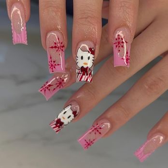 Enchanted Beauty - Christmas acrylic nails hello kitty design - Nail Salons Near Me - Springfield, Massachusetts Enchanted Beauty - Christmas acrylic nails hello kitty design - Nail Salons Near Me - Springfield, Massachusetts