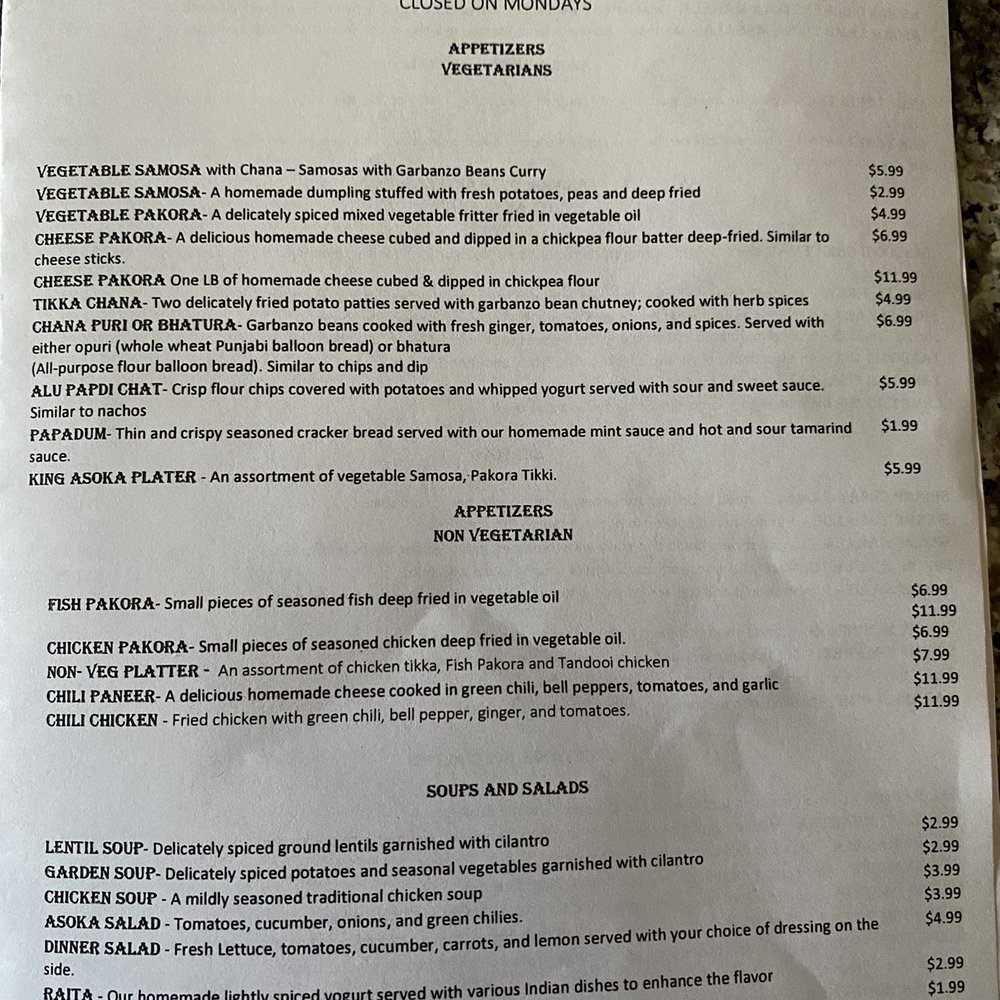 Asoka Indian Cuisine - Menu - Indian Near Me - Selma, California Asoka Indian Cuisine - Menu - Indian Near Me - Selma, California