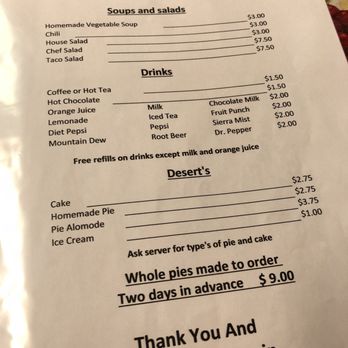 Bonnie's Home Cooking - Menu - American Near Me - Glouster, Ohio