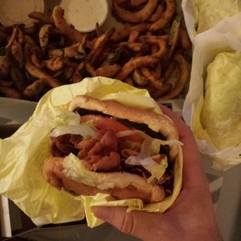 Lucky Boy - Too much bacon. Had to share it. - Burgers Near Me - Pasadena, California