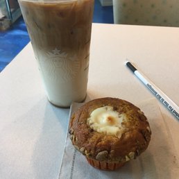 Pumpkin cream muffin and Iced Caramel Macchiato Pumpkin cream muffin and Iced Caramel Macchiato