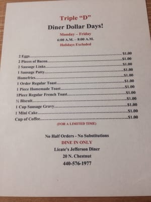 Menu photo 3 Jefferson Diner Jefferson, OH
