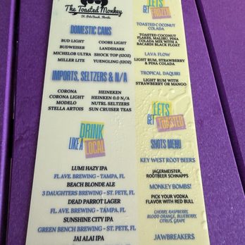 Toasted Monkey - Menu - American Near Me - St Pete Beach, Florida Toasted Monkey - Menu - American Near Me - St Pete Beach, Florida