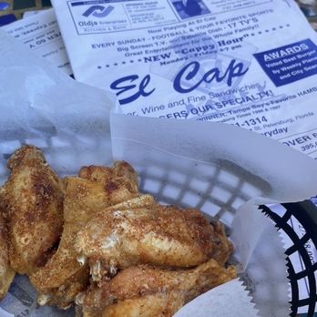El Cap Restaurant - Wings were cooked nice. Didn't like the spicy parm flavor though. - Burgers Near Me - St. Petersburg, Florida