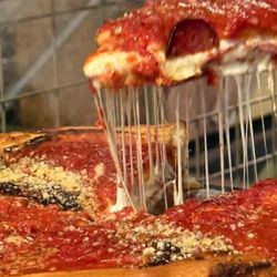 Pizza Papalis - Deep dish pepperoni.