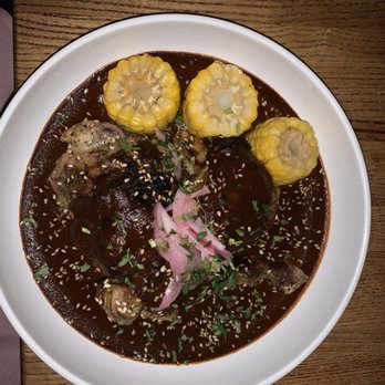 Cocina Chente - Here's the chicken with mole sauce. Oh yeah three pieces of corn. This was TERRIBLE!!!! - Mexican Near Me - Bronx, New York Cocina Chente - Here's the chicken with mole sauce. Oh yeah three pieces of corn. This was TERRIBLE!!!! - Mexican Near Me - Bronx, New York