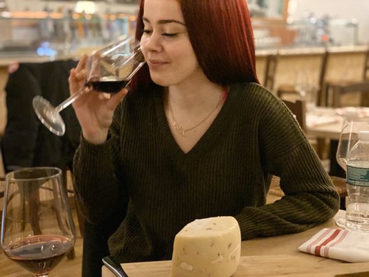 Photo of Solaro - New York, NY, US. Pecorino Montalcino with a glass of Red Wine