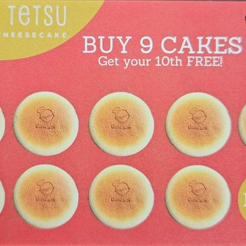 Uncle Tetsu - Don't forget about the frequent buyer's card... Buy 9, Get 1 Free! - Desserts Near Me - Hacienda Heights, California Uncle Tetsu - Don't forget about the frequent buyer's card... Buy 9, Get 1 Free! - Desserts Near Me - Hacienda Heights, California