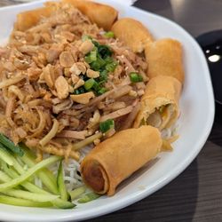Golden Flower Veggie - Bun Bi Cha Gio, Vermicelli, Mixed Tofu, Eggolls, Lettuce, Onions & Peanuts
