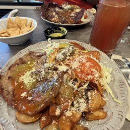 Enchiladas Michoacanas and a Michelada Enchiladas Michoacanas and a Michelada