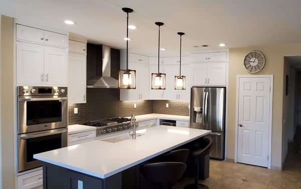 Kitchen Remodel, 2020 - Kitchen Remodel for Alma in Indio, CA. Modernized countertops, appliances and hardware.
"Loving our kitchen remodel done by Desert Pride Construction. We had a vision and they delivered. They showed up with masks for safety precautions during these crazy times. Very professional team. We came across some time delays but they completed a job well done. Totally worth it. Thanks to Carlos, Guillermo and their team." Kitchen Remodel, 2020 - Kitchen Remodel for Alma in Indio, CA. Modernized countertops, appliances and hardware.
"Loving our kitchen remodel done by Desert Pride Construction. We had a vision and they delivered. They showed up with masks for safety precautions during these crazy times. Very professional team. We came across some time delays but they completed a job well done. Totally worth it. Thanks to Carlos, Guillermo and their team."