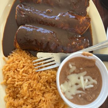 Taqueria Cambray - Mole Chicken Enchiladas with rice and beans - Mexican Near Me - Hiram, Georgia Taqueria Cambray - Mole Chicken Enchiladas with rice and beans - Mexican Near Me - Hiram, Georgia