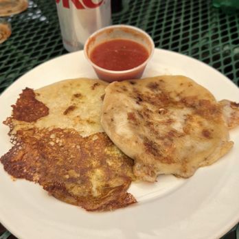 Goodness Cafe - Jalapeno Cheese Pupusa & Pork and Cheese Pupusa w/ salsa - Coffee & Tea Near Me - Sonora, California Goodness Cafe - Jalapeno Cheese Pupusa & Pork and Cheese Pupusa w/ salsa - Coffee & Tea Near Me - Sonora, California