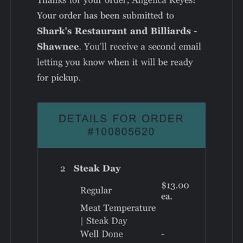 Shark's - Order went through and was paid for - Pool Halls Near Me - Shawnee, Kansas Shark's - Order went through and was paid for - Pool Halls Near Me - Shawnee, Kansas
