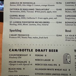 Menu: Beer Menu: Beer