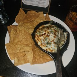 The dip. spinach dip and chips